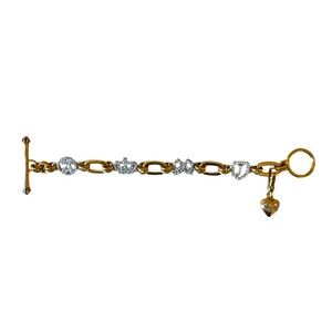 Juicy Couture Pave Cherries, Bow, Crown and J Shield Link Charm Bracelet